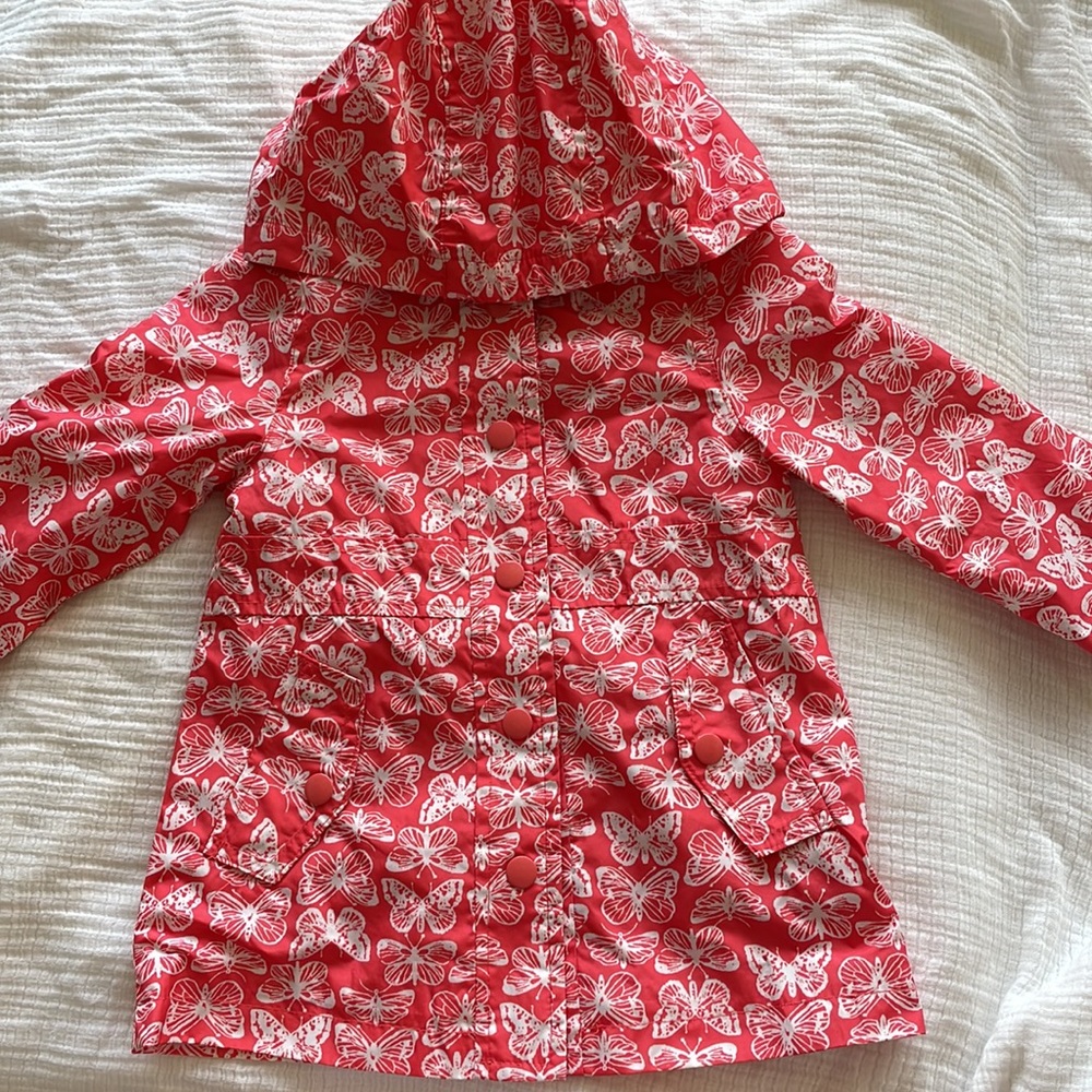 Coral butterfly raincoat